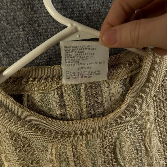 COOGI Australia Lightweight Beige OVERSIZED Sweater Knit Abstract Medium Women - Picture 9 of 16